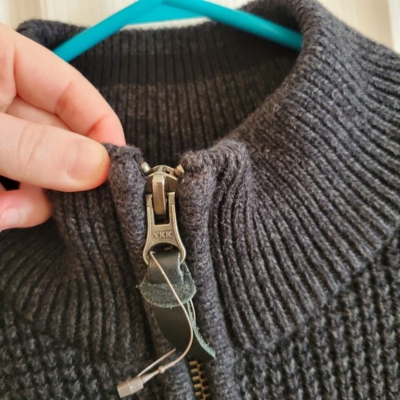 Denver Hayes dark charcoal grey zip up mockneck knit sweater large - Picture 4 of 8